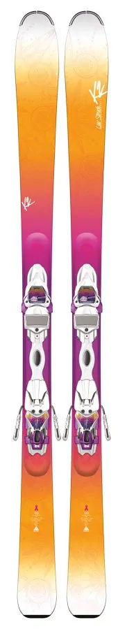 Лижі гірські комплект K2 LUV STRUCK 80+ER3 10 TC 156см Orange/pink/white (1050403.141.1+1051108.141.1)