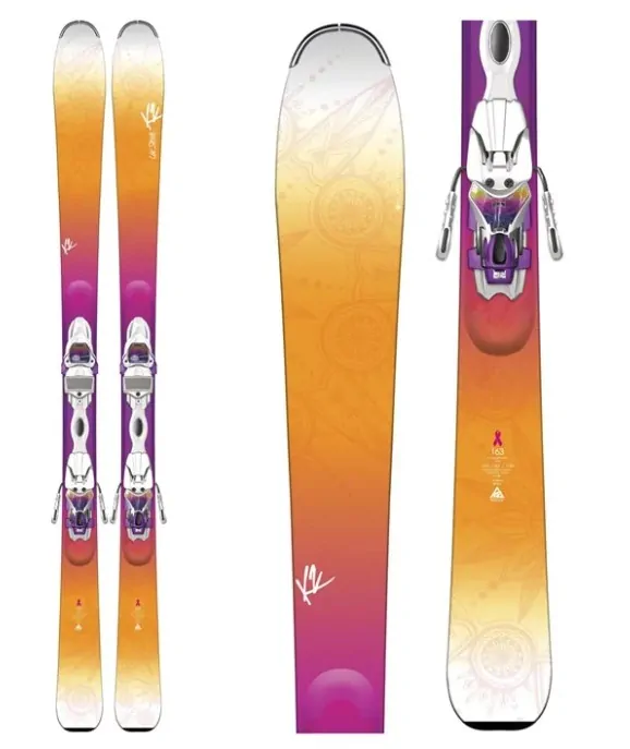 Лижі гірські комплект K2 LUV STRUCK 80+ER3 10 TC 156см Orange/pink/white (1050403.141.1+1051108.141.1)