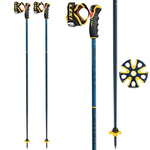 Палиці для гірських лиж Leki SPITFIRE 3D 120см Denim blue/blue/mustard yellow (65068021-WRH)