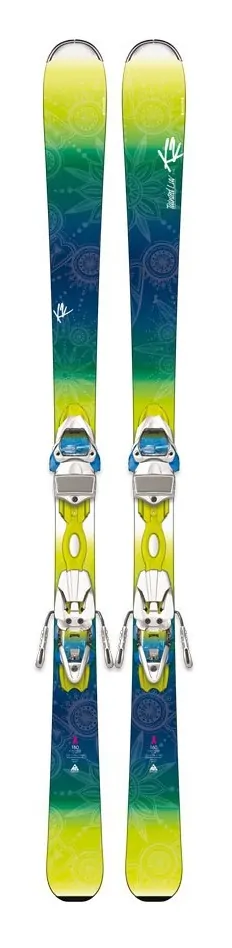 Лижі гірські комплект K2 TAINTED LUV 74 W+ER3 10 153см Light green/blue/white (1050401.141.1+1051109.141.1)
