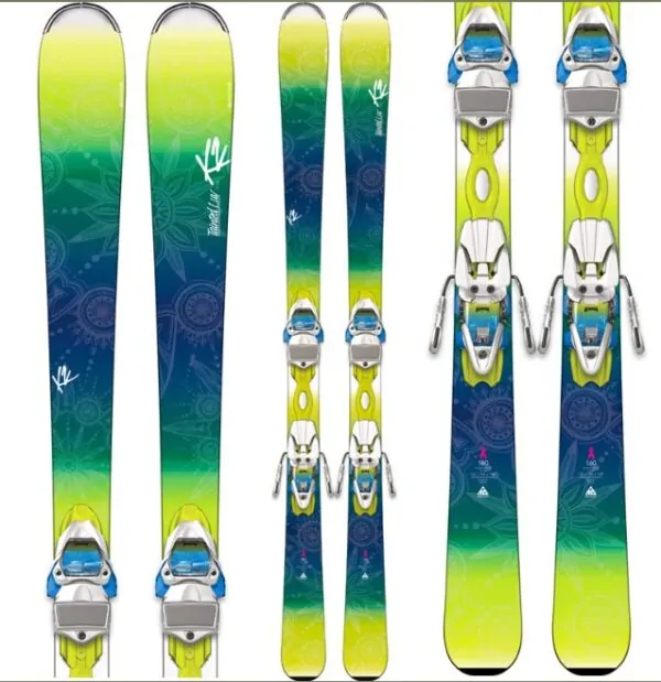 Лижі гірські комплект K2 TAINTED LUV 74 W+ER3 10 153см Light green/blue/white (1050401.141.1+1051109.141.1)