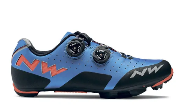 Туфлі велосипедні Northwave REBEL M 43 (10.5US) Blue/lobster orange (80182042-24) O