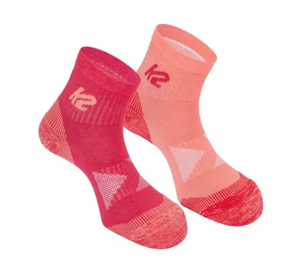 Шкарпетки для туризму жіночі K2 MULTISPORT QUARTER 2 PACK 35-38 Peach/raspberry + raspberry/peach (14357)