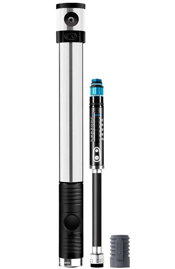 Насос для велосипеда Crankbrothers KLIC HV GAUGE+CO2 Silver (16117)